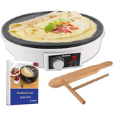 StarBlue 30.5cm White Electric Pancake & Crepe Maker 1000W – Adjustable Thermostat